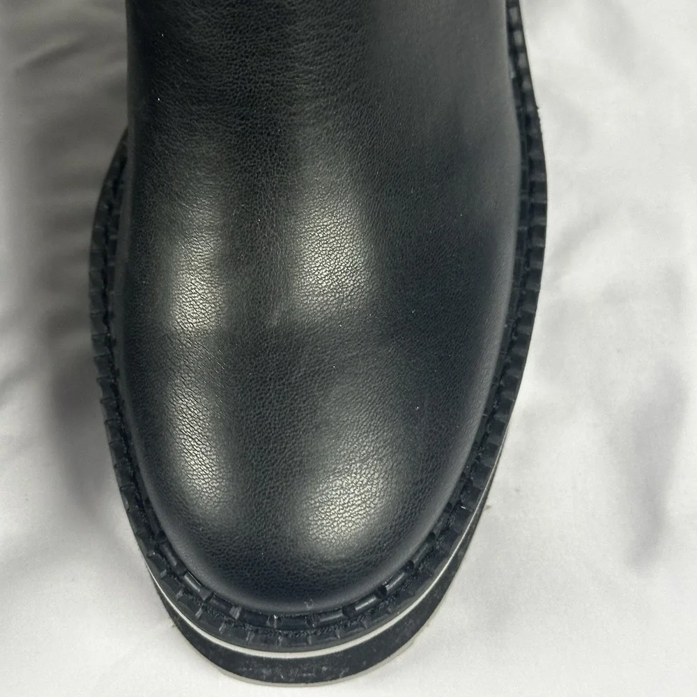 Naked Feet Apex Wedge Knee-high Boots Black‎ Faux Leather Size 9 Women's EUC